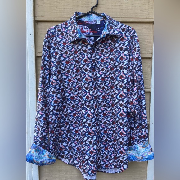 Robert Graham Faro Kaleidoscope Long Sleeve Shirt Paisley Flip Cuff Button Front - Picture 3 of 12